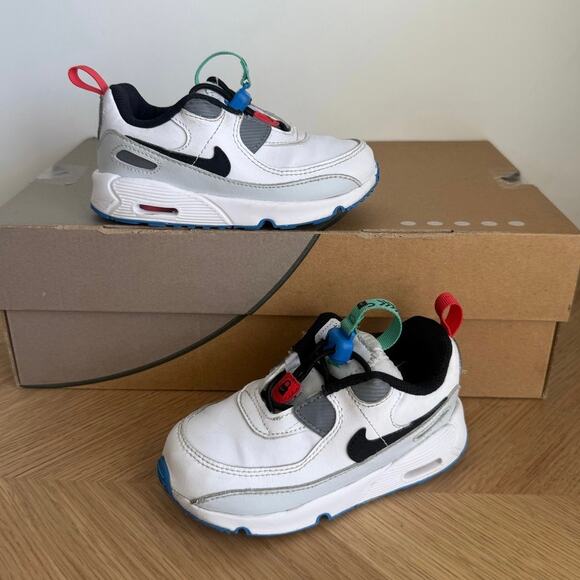 Nike Air Max 90 Toggle White/Black/Green Toddler Sneakers - SZ 8 C - Picture 2 of 15